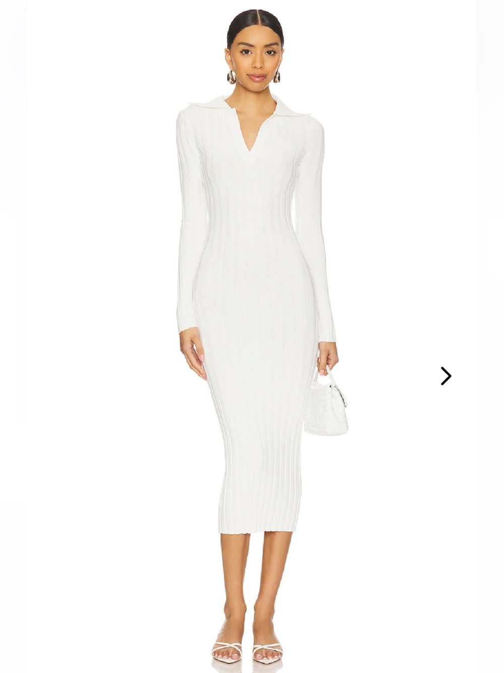 🤍 NWT Lovers & Friends Anikia Midi Dress Bodycon Size XS White Cream Ribbed